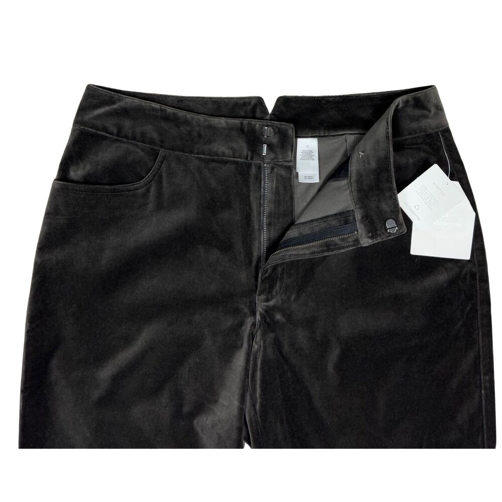 Liz Claiborne Pants Womens Velvet Stretch Pockets Size 12 Dark Olive Classic - Picture 3 of 9